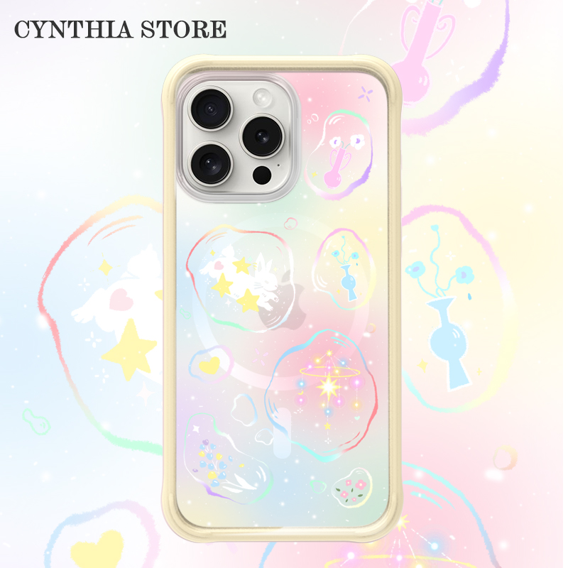 Oyriuas Cynthia 新品磁吸高光梦幻泡泡岛 适用iPhone16promax抗刮花防指纹  唯美梦幻风二合一边框手机壳