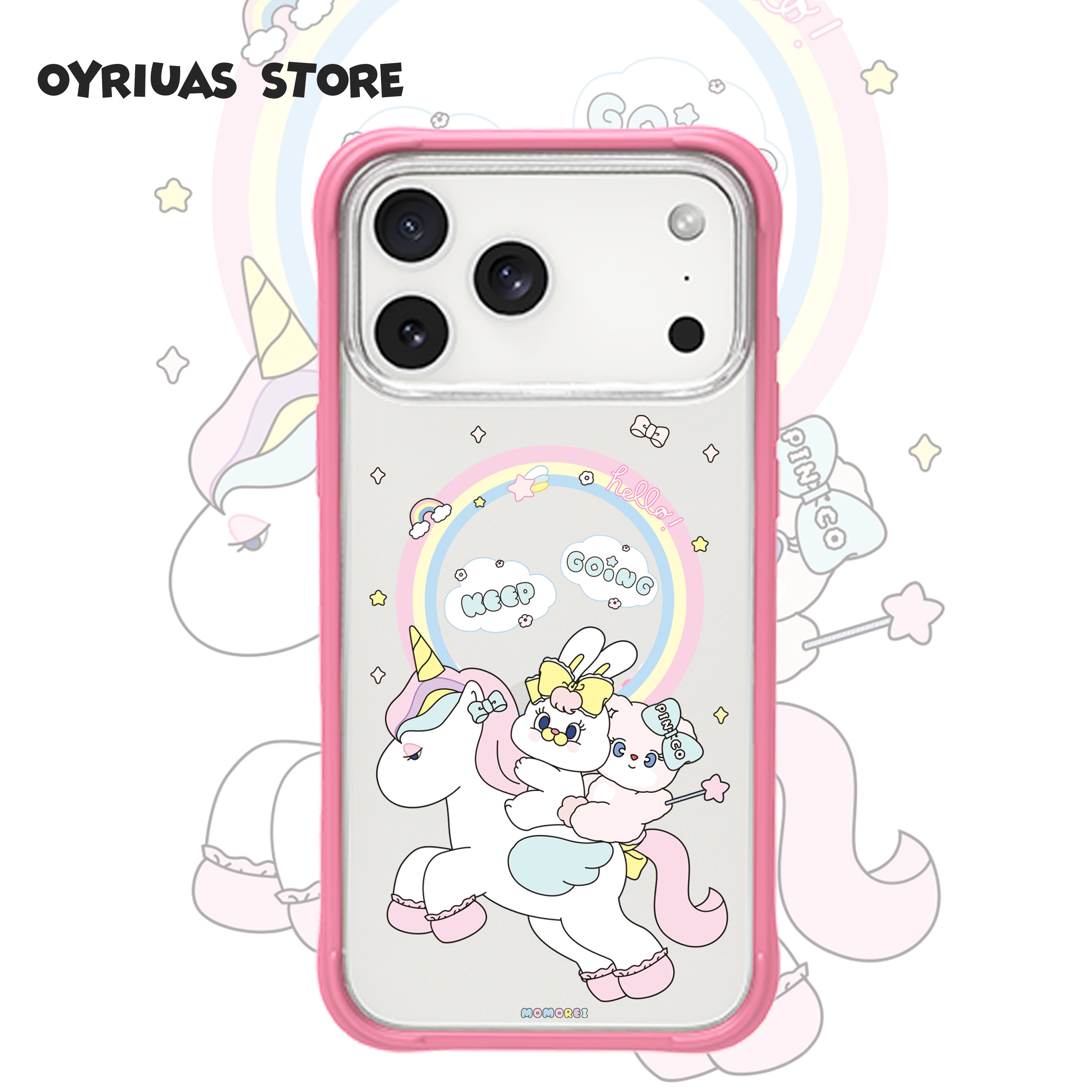 OyriuasX条带兔莉可联名 彩虹小马 苹果16pm/17pm磨砂磁吸可拆卸液态硅胶手机壳全包磨砂抗指纹防摔可爱图片