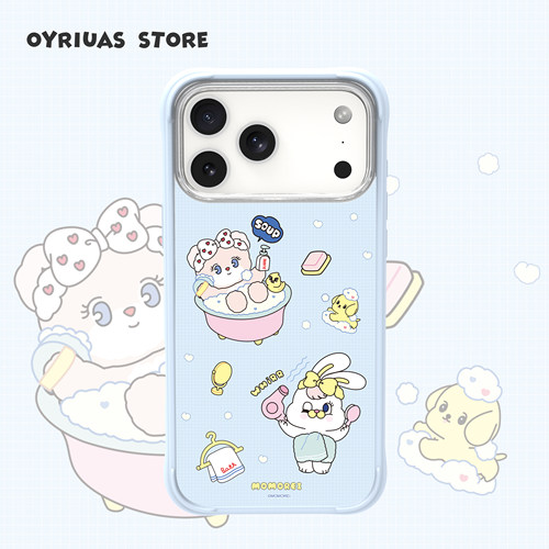 OyriuasX条带兔莉可联名 iPhone手机壳  洗澡时光  磨砂磁吸可拆卸硅胶边框 触控按键全包手机保护套抗指纹