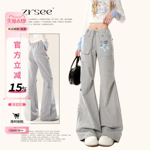 春秋季新款灰色工装卫裤女