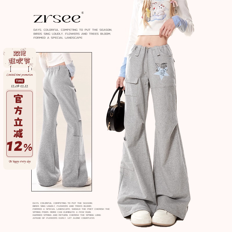 夏季新款灰色工装卫裤女