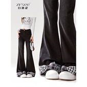 自然涩蝴蝶结微喇牛仔裤 子冬季 女2026早春新款 小众显瘦百搭喇叭裤