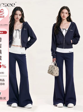藏青色休闲运动套装女2026早秋