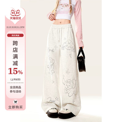 小狗印花运动休闲卫裤女秋冬季