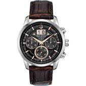 代购 BULOVA宝路华男士 腕表计时日期防水石英皮带钢壳黑盘玫瑰金