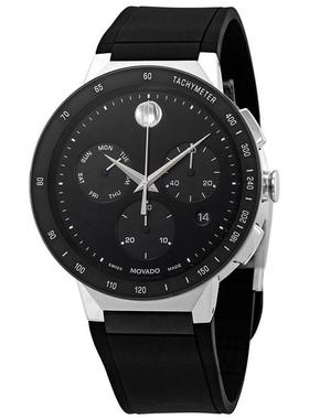 代购Movado摩凡陀男士腕表计时日期日历夜光橡胶钢壳蓝宝石黑色
