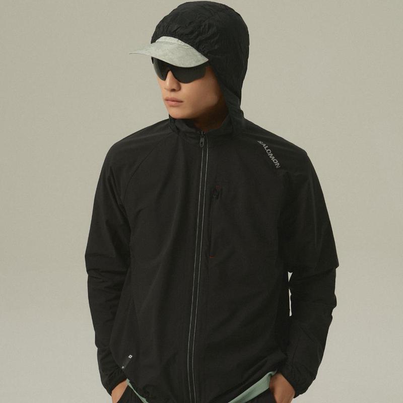 代购代购SALOMON萨洛蒙男士户外风衣防风透气轻量速干衣连帽长袖