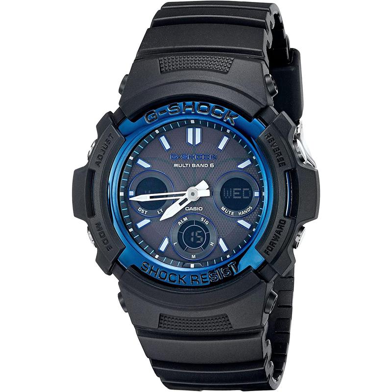 代购卡西欧男士腕表原子校时夜光计时闹钟树脂带金属壳防水太阳