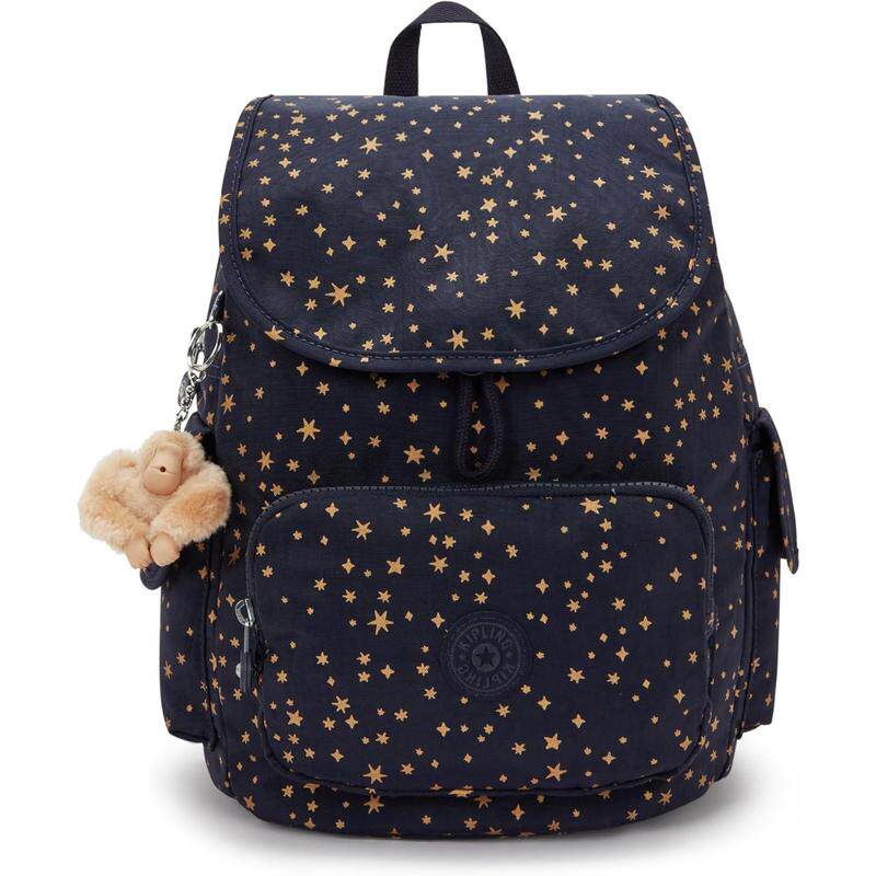 代购Kipling背包女双肩包多隔层磁吸扣束口设计可调节背带深蓝色