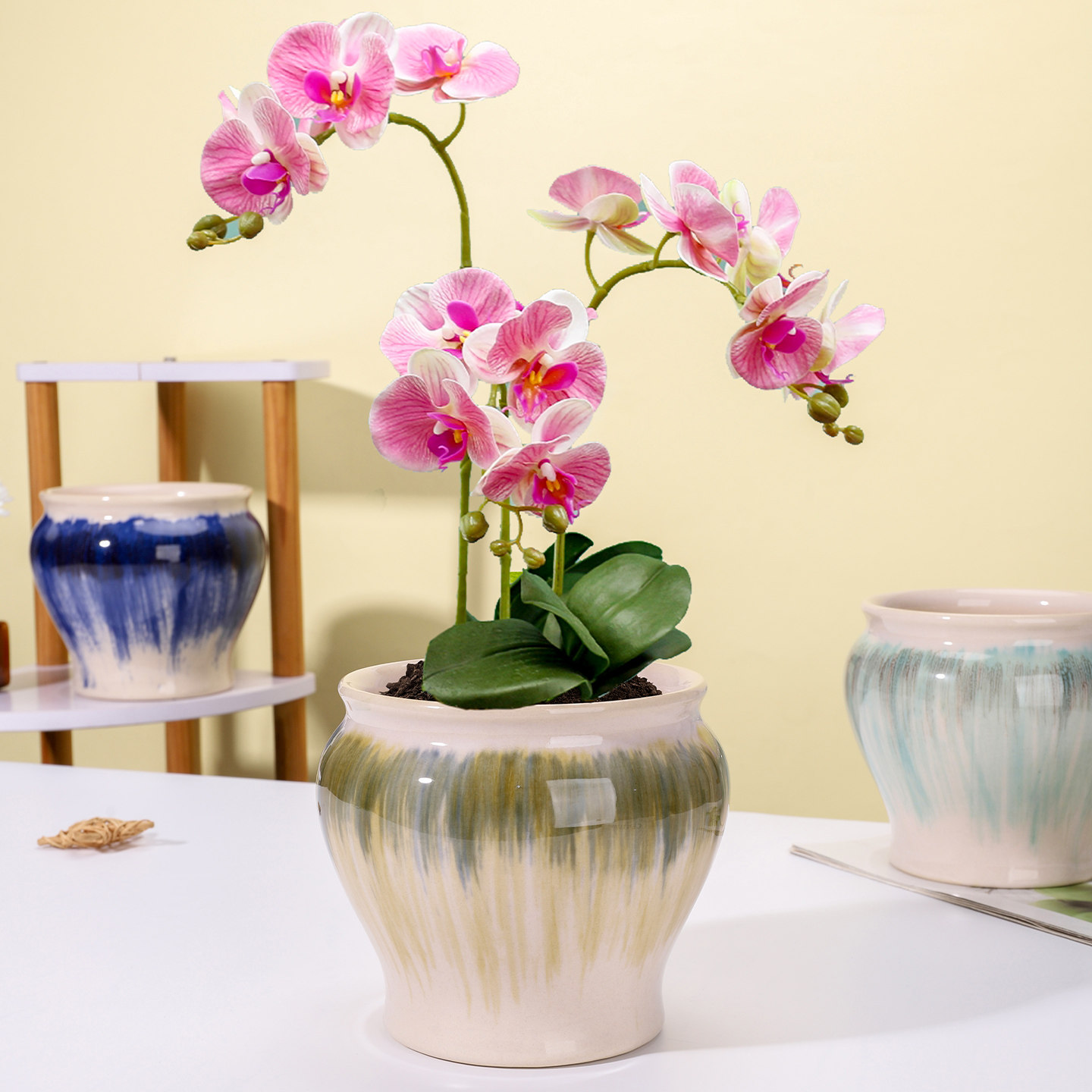 新款流釉复古陶瓷花盆家用客厅发财树高级兰花创意蝴蝶兰专用套盆,鲜花速递/花卉仿真/绿植园艺,花盆,淘宝优惠券,粉丝福利购,淘宝优惠卷