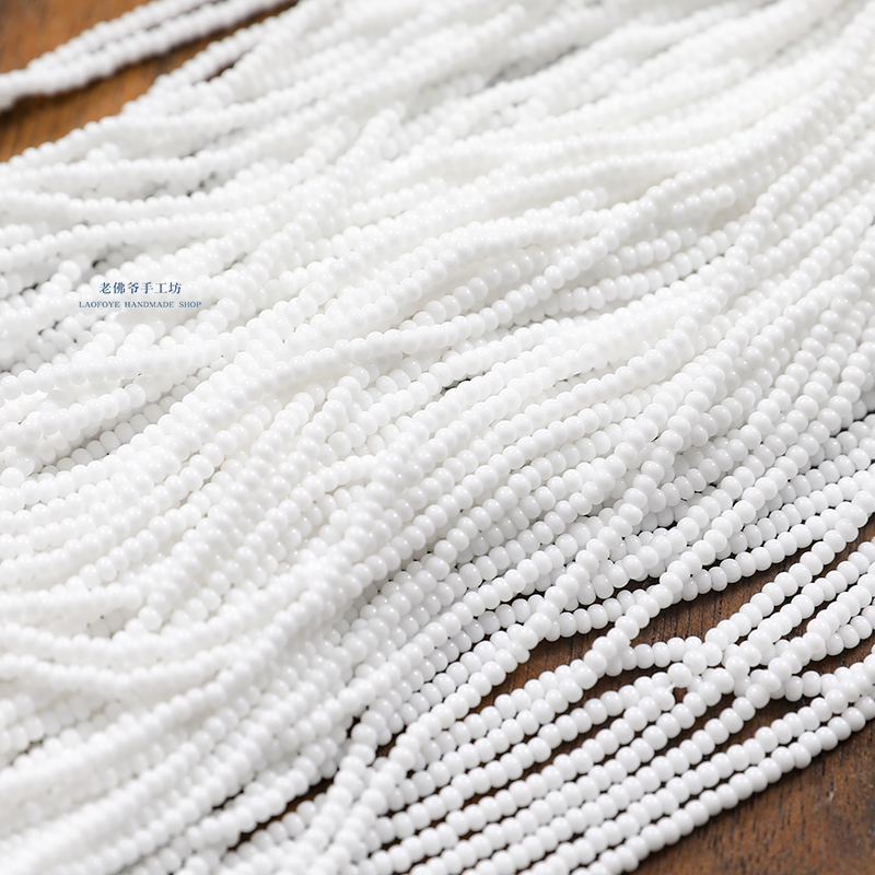 捷克进口2mm雪瓷白稀有色 法式刺绣米珠材料 手工diy服装辅料50cm