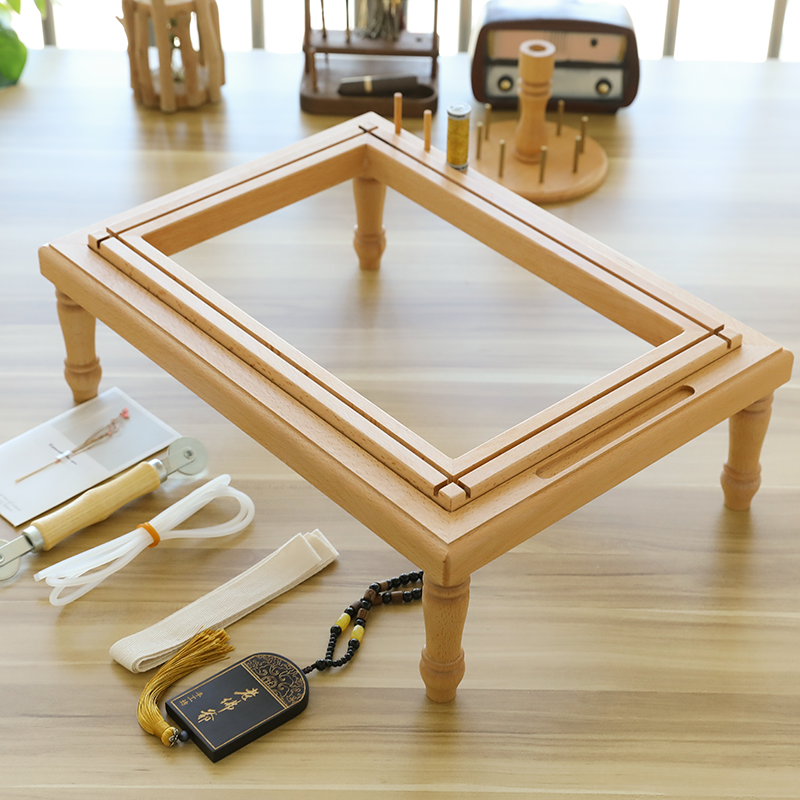 大号榉木法式刺绣绣桌可翻转