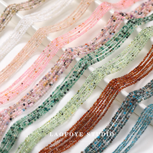 天然玛瑙玉石绿松石碧玺切面散珠