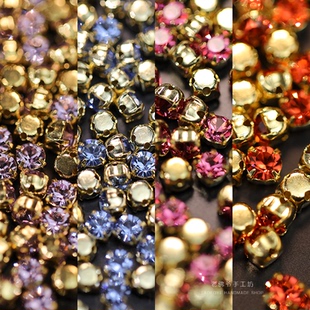 捷克宝仕奥莎3mm/4mm手缝钻 法式刺绣串珠材料服装辅料 多彩水钻