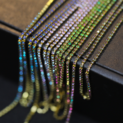 【幽光绿/紫魅红】2mm密链细钻链条 法式刺绣手工diy串珠绣