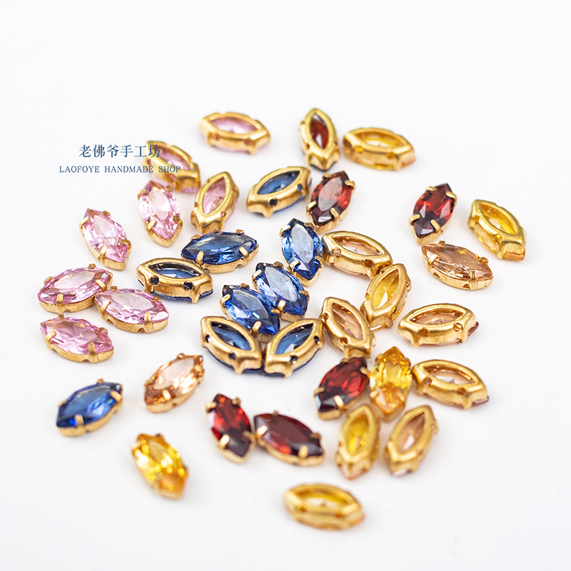 小号马眼锆石多切面铜底法式刺绣