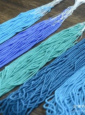 法式刺绣钉珠材料 捷克进口2mm米珠 瓷珠蓝色系列50cm一串 5色入