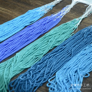 法式刺绣钉珠材料 捷克进口2mm米珠 瓷珠蓝色系列50cm一串 5色入