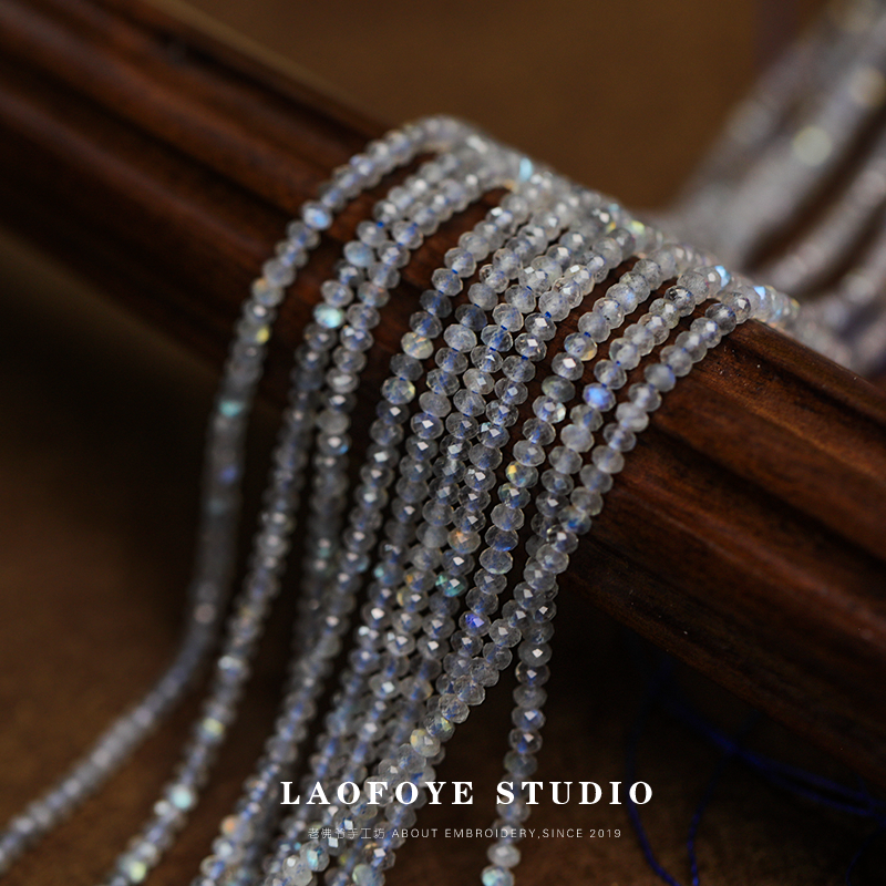 3*2mm天然灰月光石拉长石隔珠