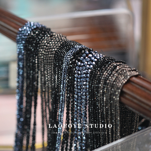 【耀黑系】法绣装饰尖晶珠黑色水晶切面珠串珠手链服装饰设计米珠