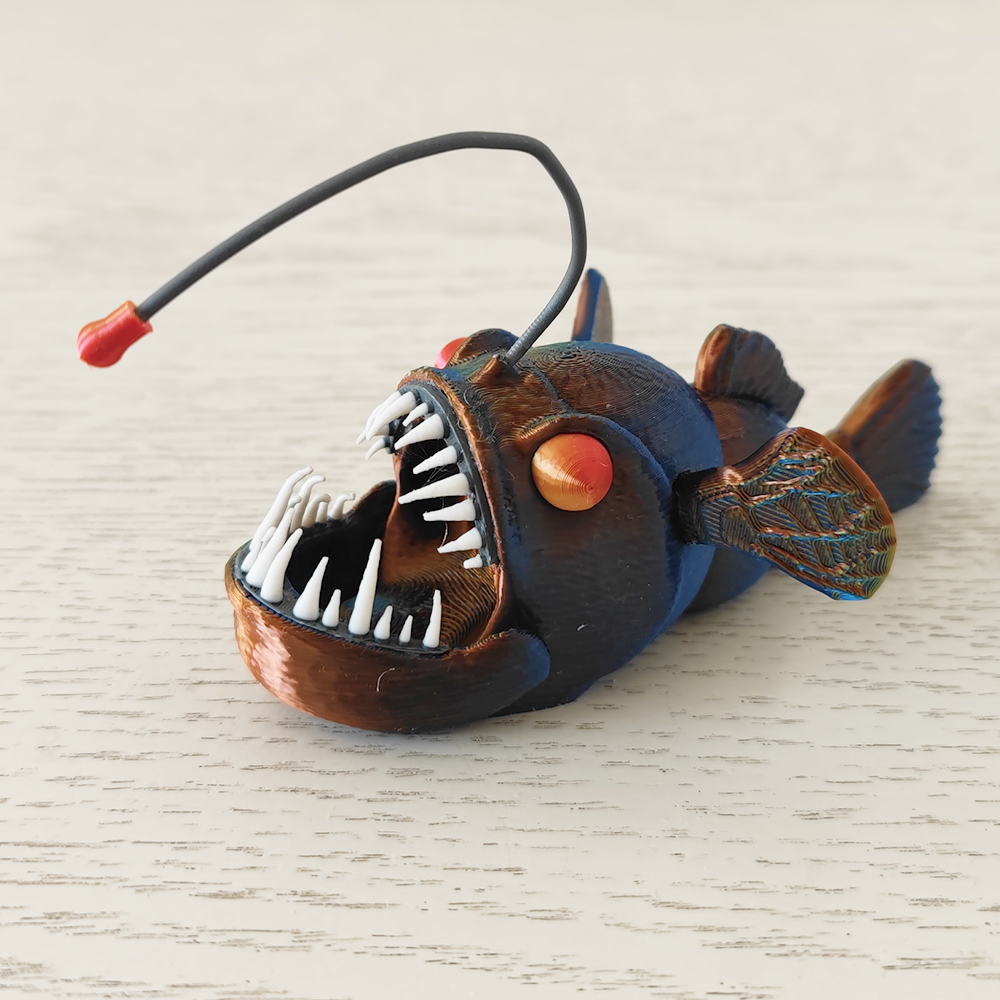 3D打印安康鱼玩具模型鮟鱇鱼仿真动物蛤蟆鱼灯笼鱼手办鱼缸造景