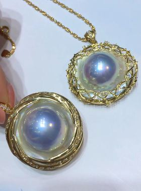 巨无霸尺寸极光炫彩大马贝日本设计师原创34-35-36mm大尺寸荷包蛋