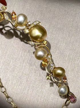 18k香港成品野生海水珍珠金手链