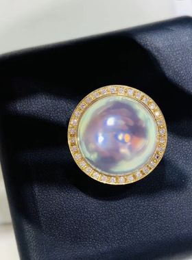 蓝光镜面金钻石猫眼炫彩戒指崖厂