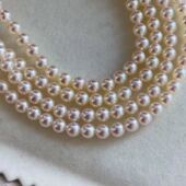 4.5mm无调色mini日本akoya珍珠baby项链白粉色极光镜面光泽