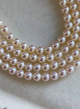 mini日本珍珠粉色极光镜面项链