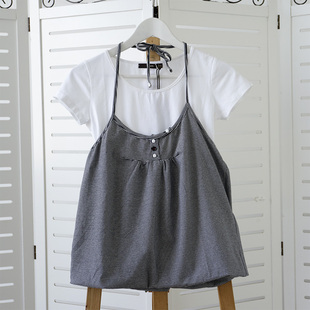 古着vintage复古千禧风y2k亚文化少女系棉质短袖 T恤假两件上衣女