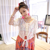 古着vintage古早穿搭y2k千禧风夏季 复古 蕾丝套头上衣短外搭女装