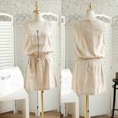 夏季 欧美风棉麻控舒适穿搭休闲百搭背心裙连衣裙短裙女裙子