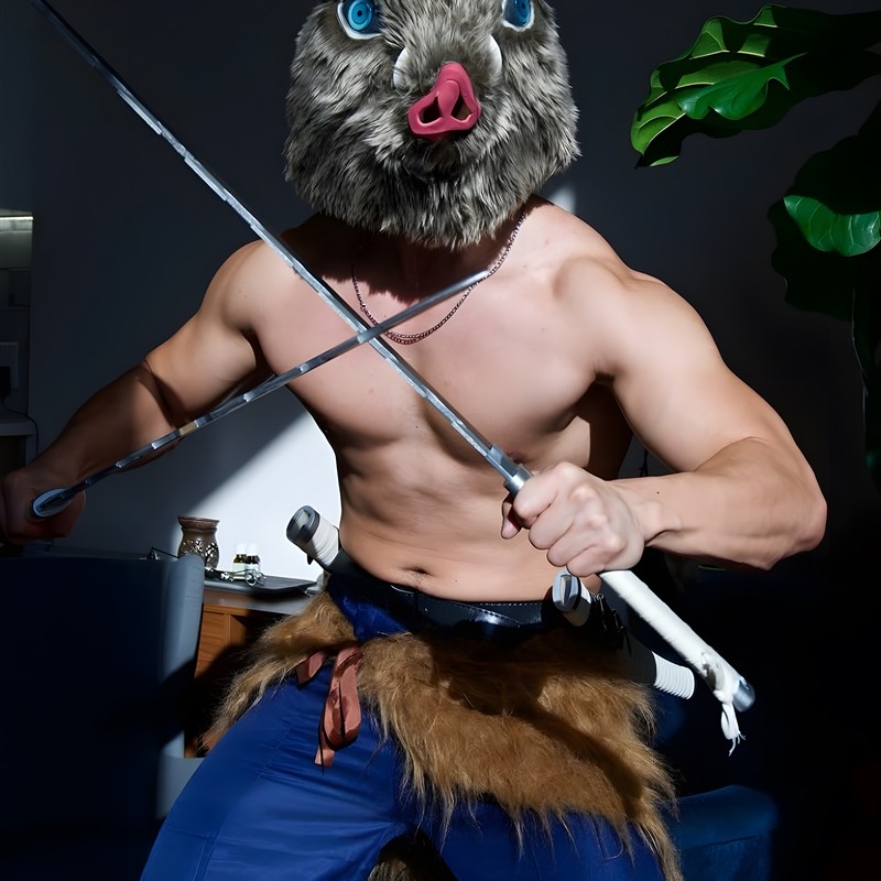 鬼灭之刃cos服伊之助头套扮演