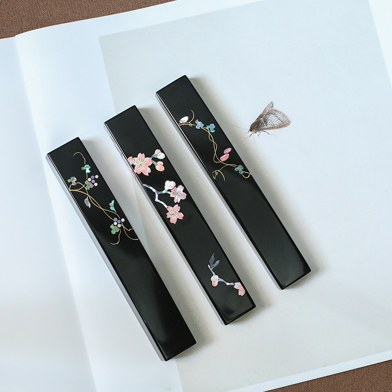 日本日式文房手工艺品高冈漆器螺鈿莳绘漆器文镇镇纸书镇摆件礼品