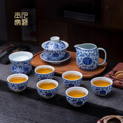 景德镇钰凡釉下彩青花瓷茶具套装