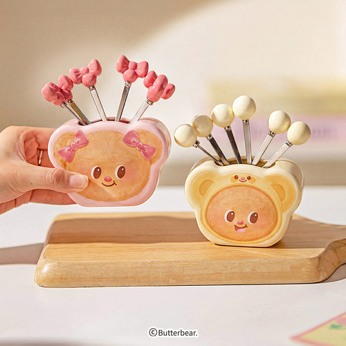 摩登主妇黄玉小熊水果叉水果签