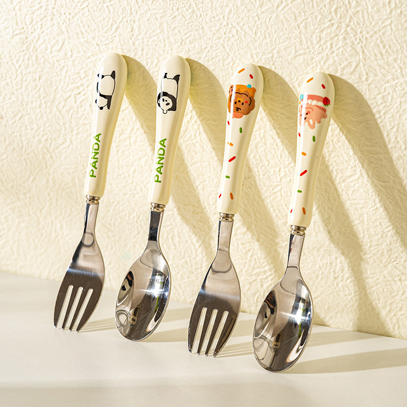 摩登主妇mototo熊猫可爱甜品叉勺套装创意儿童陶瓷叉子勺子餐具,餐饮具,叉/勺/筷套装,淘宝优惠券,粉丝福利购,淘宝优惠卷