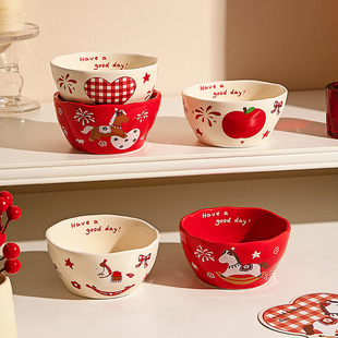摩登主妇马年家用碗具2025新款 高颜值陶瓷米饭碗餐具乔迁新年礼物
