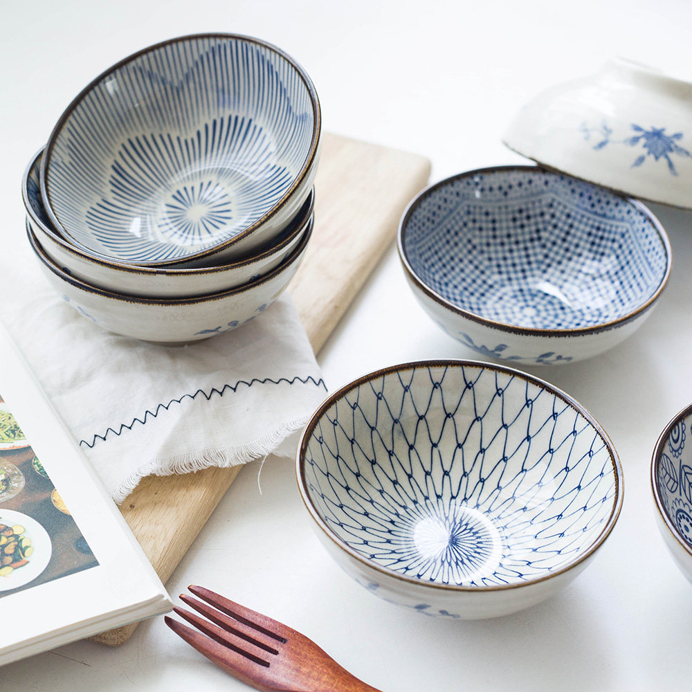Modern housewives and wind glaze color single family eating bowl