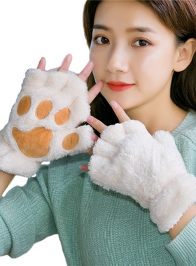 冬天猫爪休闲韩国百搭漏指手套