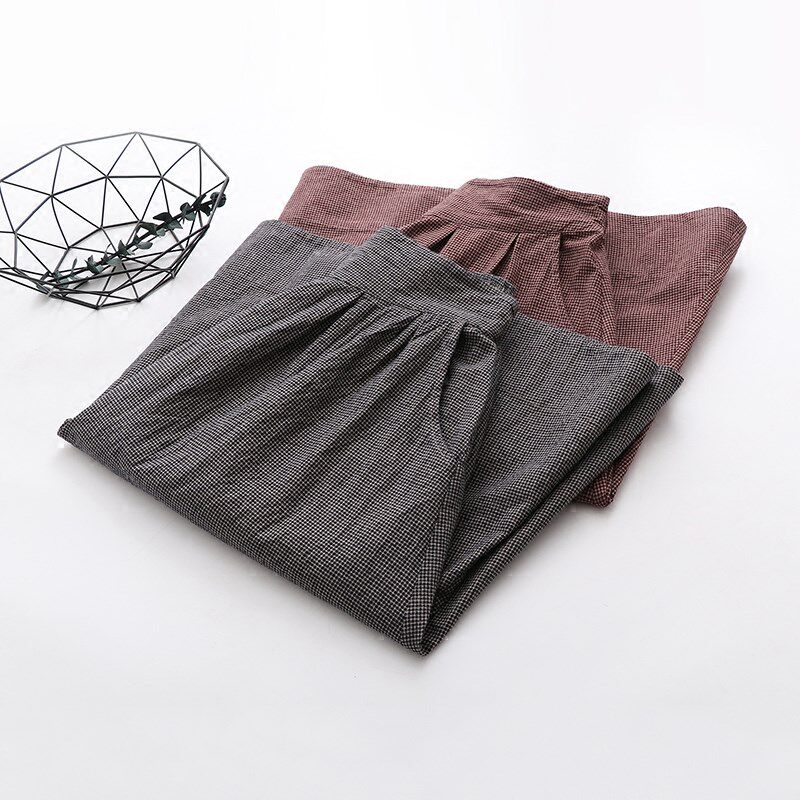 2019夏装小格子全棉复古文艺风高腰百褶松紧过膝裙大摆半身裙子薄|msdalam kategori Butik wanita / wanita, skirt - dari Buy2taobao.com untuk memberikan perkhidmatan ejen Taobao profesional membeli