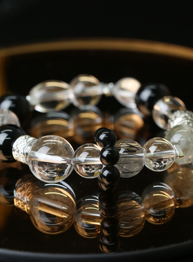 灵机麦玲玲黑发晶黑曜石绿幽灵手链多样性发其一小众新款送礼女