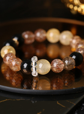 灵机麦玲玲黑金超七发晶手链新款高级招财精致水晶同款送礼女生