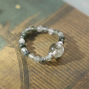 灵机麦玲玲水草绿发晶戒指水晶闺蜜礼物水草玛瑙指环戒指