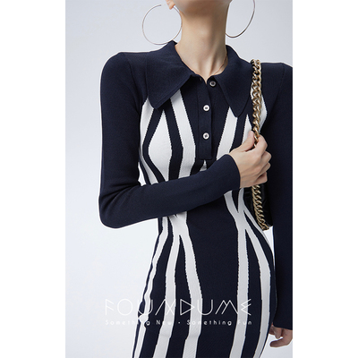 时尚百搭修身针织连衣裙