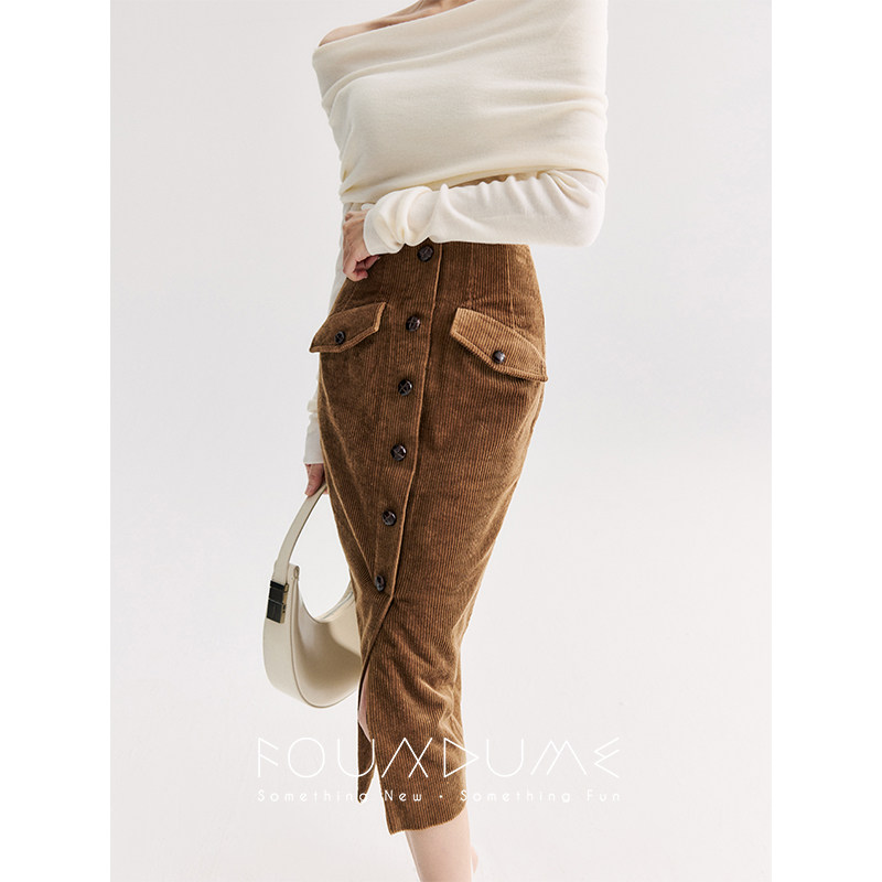 Foundume【1.25 10:00】26早春新款复古短款灯芯条半裙女,女装/女士精品,半身裙,淘宝优惠券,粉丝福利购,淘宝优惠卷