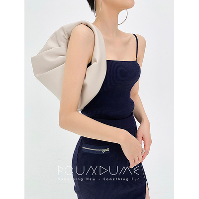 春夏一字领修身显瘦针织吊带