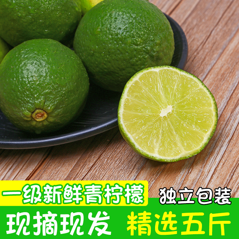 海南青柠檬新鲜5斤免邮一级柠檬现摘现发皮薄多汁海南香水青柠檬