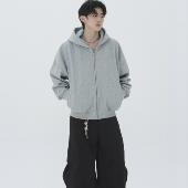 400g硬挺连帽卫衣开衫 Kid The1One cleanfit纯色百搭休闲外套